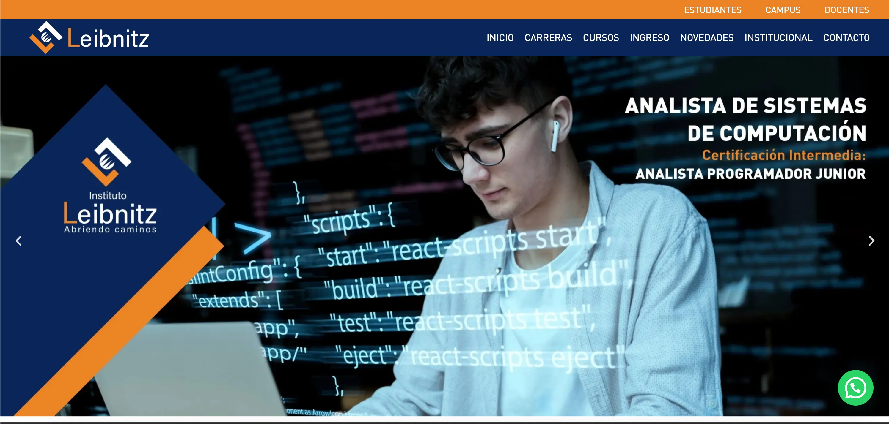 Plataforma web institucional del Instituto Leibnitz con panel administrativo y sistema de inscripcion online